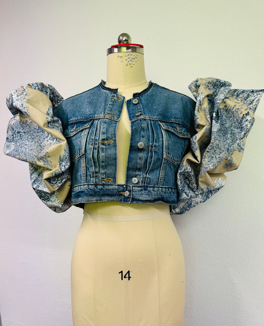 Porcelain Blues Popcorn (Cropped Jacket)