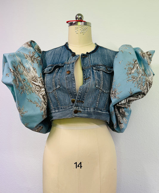 Porcelain Blues Popcorn (Cropped Jacket)